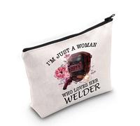 LEVLO I'm Just A Woman Who Loves Her Welder Cosmetic Make Up Bag - Life Inspired Gift For Welder Wife, Mom, Girlfriend, Sister, Loves Her Welde
