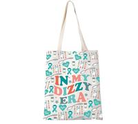 LEVLO In My Dizzy Era Tote Bag 1 - Pots Awareness Warrior Gift - Cotton & Linen - 23cm x 18cm - Women's Adults
