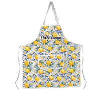LEVLO Italian Blue Tiles And Lemons Kitchen Apron With Pocket Waterproof Italian Gift (Italy Lemons Apron 2UK)