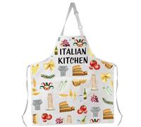 LEVLO Italian Cooking Apron - Multicolour Bib Style - Unisex-Adults - One Size Fits All - Waterproof Composite Fabric - 2 Pockets - Fashion Apron for Cooks, Gift Recipients, Activity Enthusiasts