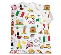 LEVLO Italy Travel Pouch Bag Rome Souvenir Gift Pisa Tower Colosseum Venice Carnival Zipper Pouch Bag Italy Trip Gift, Italy Tote, L