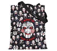 LEVLO Jigsaw Killer Tote Bag - Horror Movie Gift, Play Game Bag