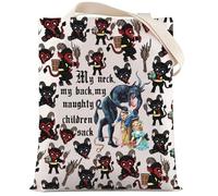 LEVLO Krampus Tote Bag Christmas Demon Fans Gift My Neck My Back My Naughty Sack Krampus Shoulder Bag, My Neck Tote, M