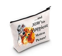 LEVLO Lady Dog Cosmetic Make Up Bag Tramp Fans Gift And Now His Happiest Motion Picture Makeup Zipper Pouch Bag, And Now His, Cosmetic Bag