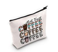 LEVLO Leopard Coffee Cosmetic Make Up Bag Coffee Lover Gift But First Coffee Make Up Zipper Pouch Bag For Coffeemaker, But First Coffee, Cosmetic Bag