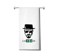 LEVLO Let's Cook Walter White Dish Towel - Checkered Pattern, 16cm*24cm, Polyester/Polyamide Blend, Kitchen Cloth, Casual Style, Adult, 1 Count