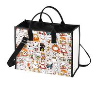 LEVLO Lucky Cat Tote - Maneki Neko Shoulder Bag, Lucky Cat Merchandise, M