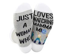 LEVLO Mamma Musical Comedy Socks Mamma Fans Gift Just A Woman Man Who Loves Watching Mamma Novelty Socks