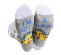 LEVLO Mermaid Flounder Socks Ariel And Flounder Fans Gifts I'm Not A Guppy Flounder Socks Mermaid Movie Fans Merch