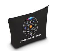 LEVLO Music Band Cosmetic Make Up Bag Star Moon Sun Lover Gift You're a Sky Full of Stars Make Up Zipper Bag for Women Girls, Full of Stars Black, Tote Bag