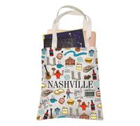 LEVLO Nashville Tennessee Family Vacation Trip Souvenir Tote Bag Country Music City Guitar Shopping Bag Traveler Gift (Nashville)