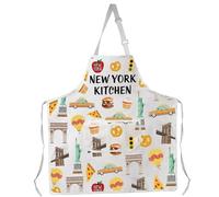 LEVLO New York City Apron NYC Cooking Apron New York Housewarming New York Themed NYC Souvenir Apron With Pocket (NEW YORK KITCHEN apron 2uk)