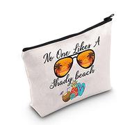 LEVLO Ocean Beach Cosmetic Make Up Bag Beach Wear Gift No One Likes A Shady Beach Makeup Zipper Pouch Bag For Beach Girls Surfer, Likes A Shady Beach