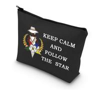 LEVLO Order of The Eastern Star Sorority Cosmetic Make Up Bag OES Sorority Gift Keep Calm And Follow The Star Makeup Zipper Pouch Bag For Women Girls, Follow The Star Black, 0