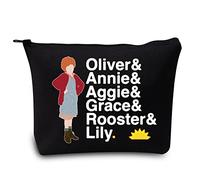 LEVLO Orphan Annie Cosmetic Make Up Bag Musical Theater Gift Broadway Annie Make Up Zipper Pouch Bag For Musical Fans, Oliver&Annie Black, Cosmetic Bag