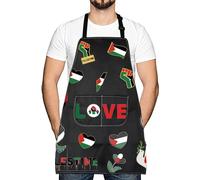 LEVLO Palestine Flag Free Palestine Apron Protest Peaceful Memorial Human Rights Waterproof Apron for Her Him (Palestine Flag)