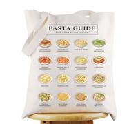 LEVLO Pasta Tote Bag Italian Pasta Merchandise Pasta Guide The Essential Guide Spaghetti Shoulder Bag Noodles Lover Gift (Pasta Guide Tote)