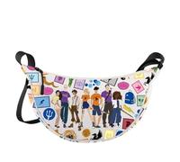 LEVLO Percy & Annabeth Crossbody Bag Medusa & Zeus Fans Gift Shoulder Bag Mythology Heroes Merch, Camp Half Blood Jz Bag, 5.7 x 0.59 x 8.46 inches