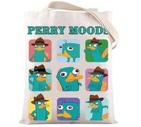 LEVLO Perry The Platypus Tote Bag OWCA Agent P Fans Gift Perry Moods Shoulder Bag Cartoon Platypus Merchandise, Perry Moods T, M, Tote Bag