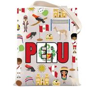 LEVLO Peru Flag Tote Bag Peru American Indian Gift The Republic of Peru Trip Shoulder Bag South America Peru Merchandise, Peru Tote, M