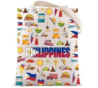 LEVLO Philippines Travel Tote Bag Asia Philippines Gift Republic of the Philippines Trip Shoulder Bag Philippines Merchandise, Philippines Tote, M