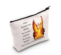 LEVLO Phoenix Bird Cosmetic Make up Bag Phoenix Inspirational Gift Phoenix You Are Braver Stronger Smarter Than You Think Makeup Zipper Pouch Bag For Women Girls, Phoenix Bag