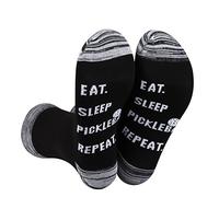 LEVLO Pickleball Player Socks Retirement Gift Eat Sleep Pickleball Repeat 1 Pairs Socks Pickleball Socks For Dad Grandpa (Eat Sleep Pickleball Repeat-BK)