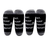 LEVLO Pickleball Socks Sports Lovers Gift Eat Sleep Pickleball Repeat Cotton Socks for Pickleball Lovers, 2 Pairs/Set - Mid Calf - 1, One Size
