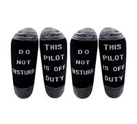 LEVLO Pilot Gift Pilot Off Duty Socks Do Not Disturb This Pilot is Off Duty Cotton Socks Funny Pilot Quote Socks for Men, 2 Pairs/Set - Mid Calf - 1, Medium