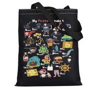 LEVLO Pirate Life Alphabet Canvas Tote Bag Pirate Quote Inspired Gift My Pirate A-Z Alphabet Shoulder Bag, My Pirate Bt