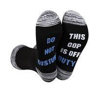 LEVLO Police Officer Socks Policeman Gift Do Not Disturb This Cop Is Off Duty 1 Pairs Socks Graduation Police Gift (Do Not Disturb-BK)