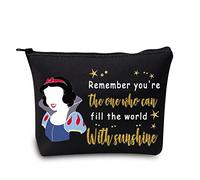 LEVLO Princess Cosmetic Make Up Bag Fairy Tales Fans Gift Remember You're The One Who Can Fill The World With Sunshine Makeup Zipper Pouch Bag For Women Girls, Remember You're Black, Make Up Bag