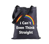 LEVLO Rainbow LGBT Lesbian Gay Pride Bags I Can't Even Think Straight Shopping Bags Birthday Present (Think Straight-BK)