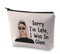 LEVLO RHONY Inspired Gift Sorry I'm Late I was in Glam Makeup Bag Real Housewives Gift (I was in Glam)