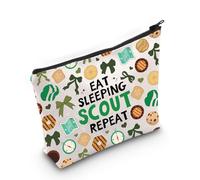 LEVLO Scout Leader Cosmetic Make Up Bag Troop Leader Mom Gift Eat Sleep Scout Makeup Zipper Pouch Bag For Junior Leader, Eat Sleep Scout Full, Large
