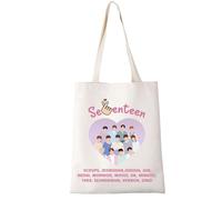 LEVLO Seventeen Tote Bag 1uk - K-Pop Lover Themed Gifts for K-Pop Fans, Women - Canvas, 32 cm x 37 cm, Black