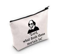 LEVLO Shakespeare Cosmetic Make Up Bag Shakespeare Fans Gift Lord What Fools These Mortals Be Makeup Zipper Pouch Bag, What Fools