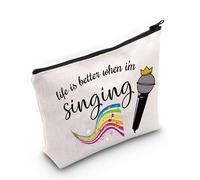 LEVLO Singing Cosmetic Make Up Bag Music Lover Gift Life Is Better When I'm Singing Makeup Zipper Pouch For Women Girls