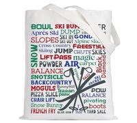LEVLO Skiing Canvas Tote Bag Ski Gift For Skier Snowboard Shoulder Bag Snowboarding Team Gift, Skiing Tote