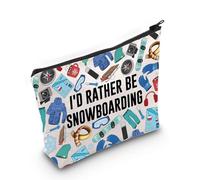 LEVLO Skiing Cosmetic Makeup Bag Snowboarding Lover Gift I’d Rather Be Snowboarding Skier Zipper Pouch Bag Snowboard Team Merch, Snowboarding Bag