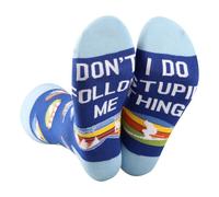 LEVLO Skiing Socks Ski Lover Gift Don't Follow Me I Do Stupid Things Skier Socks Skiing Team Merch, Skiing Socks, One Size