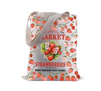 LEVLO Strawberries Tote Bag Farmer Market Strawberry Shoulder Bag Gifts for Farmer (Strawberries)