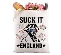 LEVLO Suck It England July 4th Tote Bag Patriotic Usa Gift Independence Day Reusable Grocery Shopping Bag (SUCK IT ENGLAND 3)