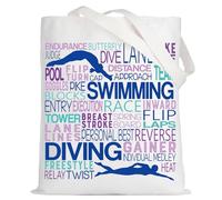 LEVLO Swim Canvas Tote Bag Swimming Team Gift Swimmer Shoulder Bag For Swimming Lover, Swimming Diving Tote, L, Makeup Bag