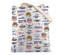 LEVLO Swimming Themed Tote Bag The Pool Is My Home Shopping Bag Swim Team Gift Swimming Idea Shoulder Bag (The Pool Is My Home)