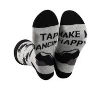 LEVLO Tap Dancing Socks Dancer Souvenir Gift Tap Dancing Make Me Happy Dancer Socks Dance Recital Merchandise, Tap Dancing Sock, One Size