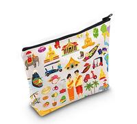 LEVLO Thailand Travel Gift Buddha Culture Cosmetic Bag Southeast Asia Souvenir Gift Thai Make Up Zipper Pouch Bag, Thailand, Cosmetic Bag