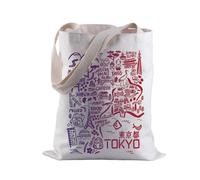 LEVLO Tokyo Map Tote Bag Tokyo Japan Travel Shopping Bag Tokyo Japan Travel Souvenir Gift Tokyo Pride Shoulder Bag (TOKYO)