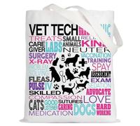 LEVLO Vet Tech Canvas Tote Bag Veterinarian Gift Veterinary Shoulder Bag For Vet Doctor Nurse Student, Vet Tech Tote