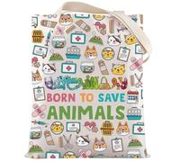 LEVLO Veterinarian Cosmetic Bag Veterinary Technician Gift Born to Save Animals Zipper Pouch Bag, Save Animals F Tote